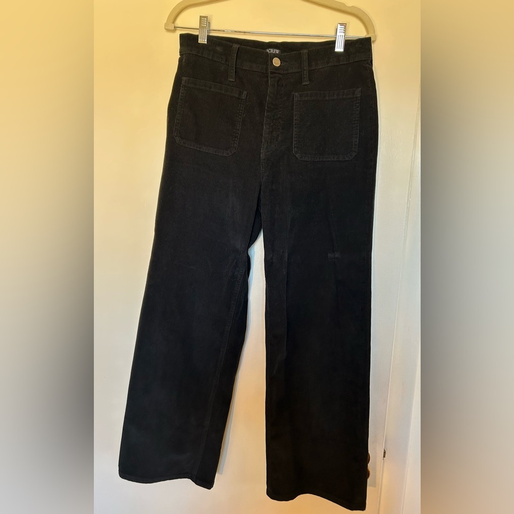 J. Crew Black Wide-Leg Corduroy Pants
